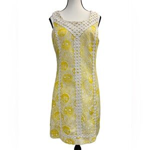Lilly Pulitzer McFarnlane Yellow/White Sleeveless Sheath Mini Dress - NWOT! | 8